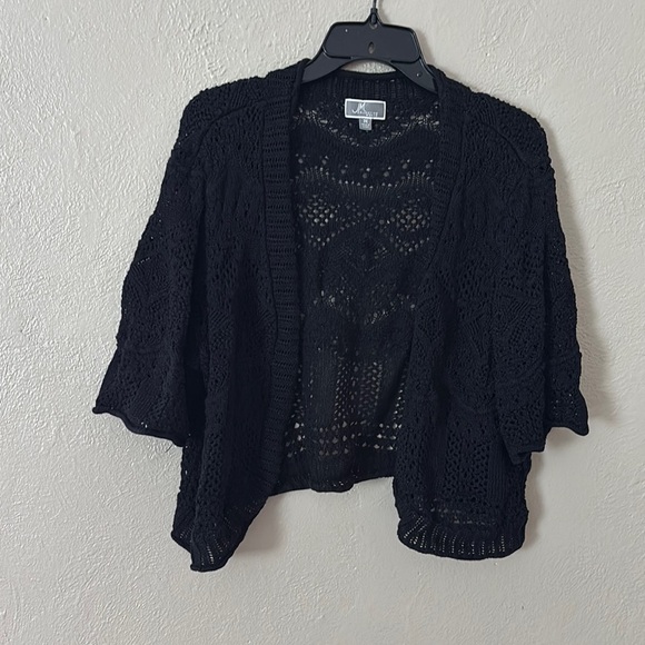 Women’s Plus Size JM Collection Knit Open Cardigan, Black - Picture 1 of 4